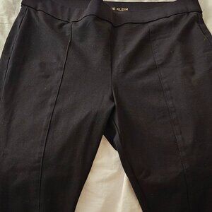 Anne Klein Dark Black Pull-on Pants with sewn seams down legs, yoke in back, XXL